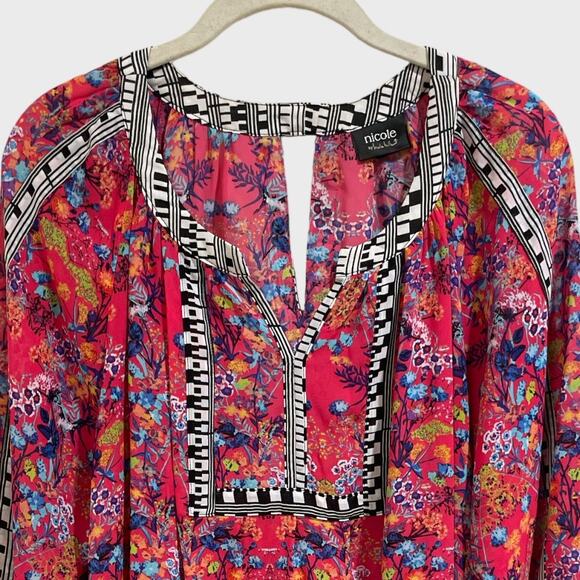 Nicole by Nicole Miller Pink Floral Boho Blouse 18 - Picture 5 of 9